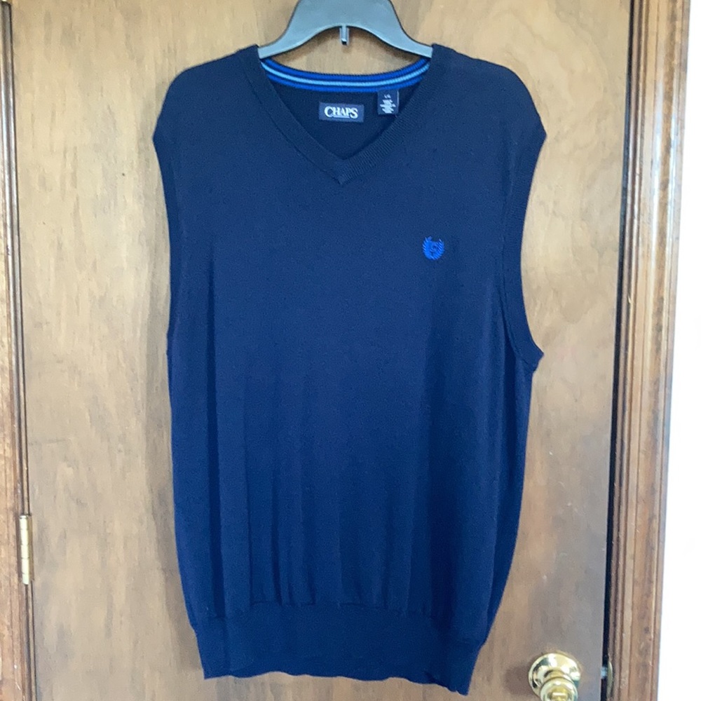 Chaps sweater vest  navy blue cotton lighter weight size L - Picture 4 of 12